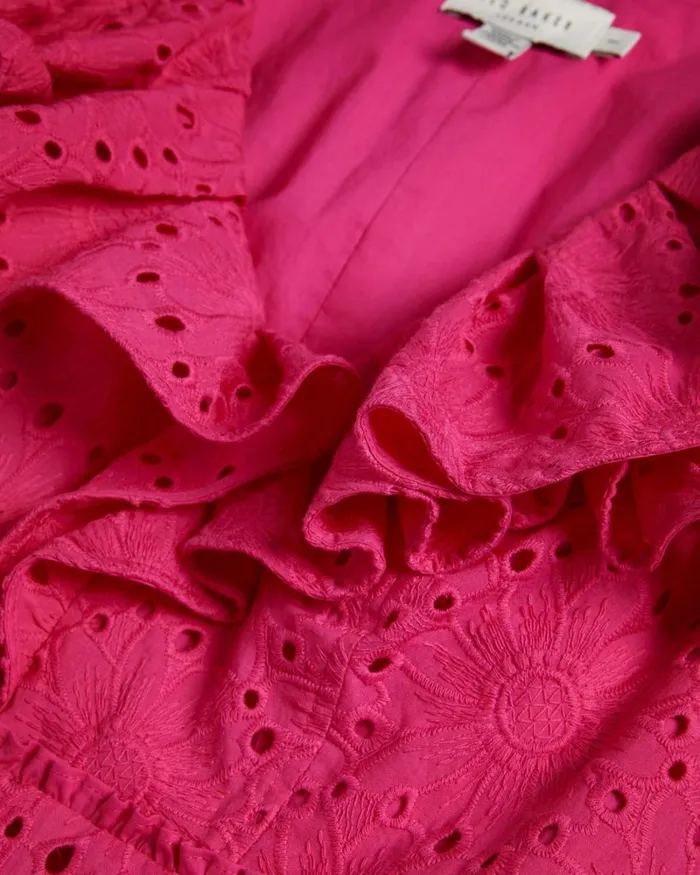 Broderie Peplum Top Bright Pink Women Ted Baker Clothing