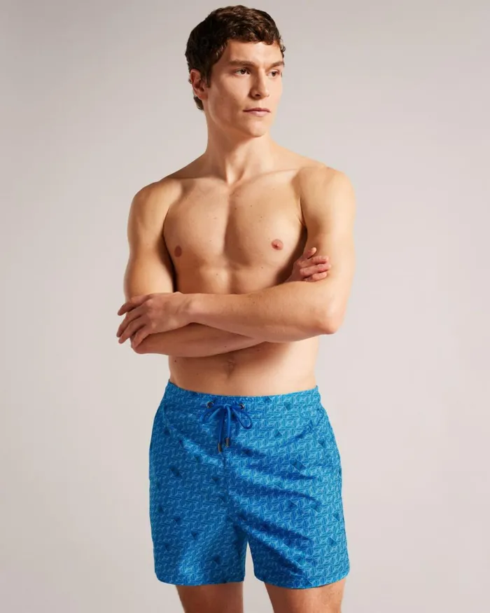 Butterfly Print Swim Shorts Blue Men Ted Baker Clothing