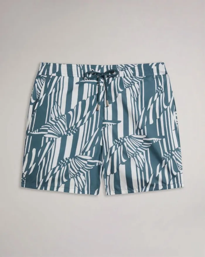 Butterfly Stripe Print Swim Shorts Medium Blue Men Ted Baker Clothing