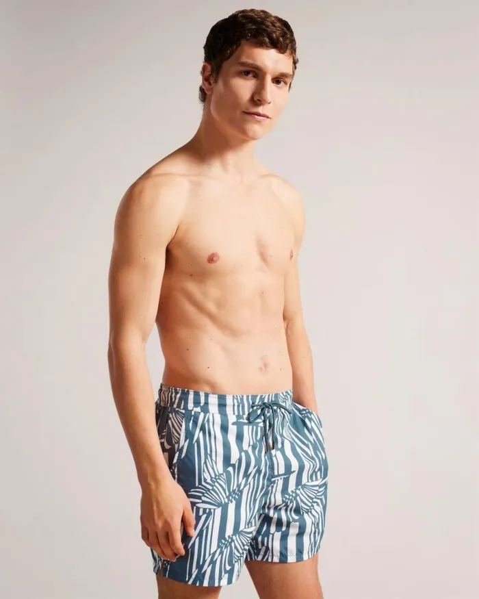 Butterfly Stripe Print Swim Shorts Medium Blue Men Ted Baker Clothing