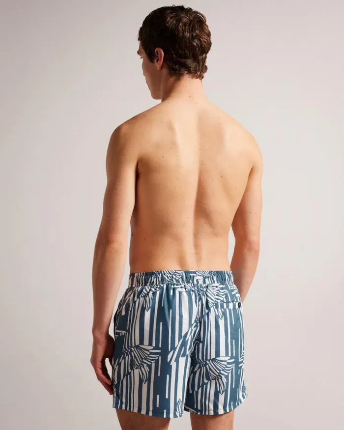 Butterfly Stripe Print Swim Shorts Medium Blue Men Ted Baker Clothing