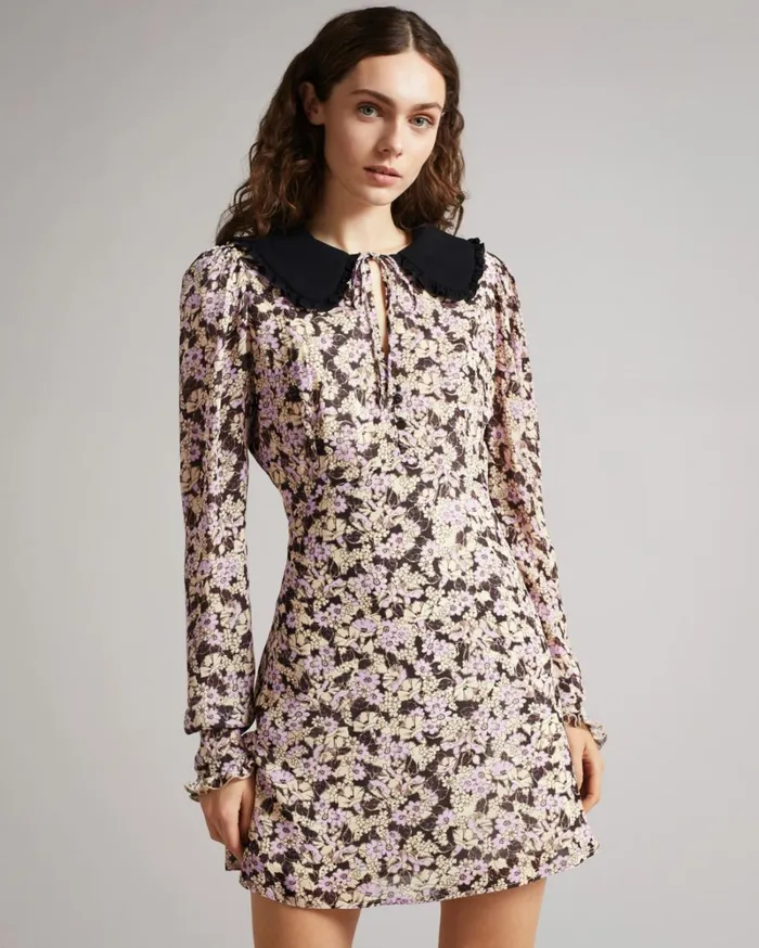 Button Front Mini Dress Dark Brown Women Ted Baker Dresses Button Front Mini Dress Dark Brown Women Ted Baker Dresses