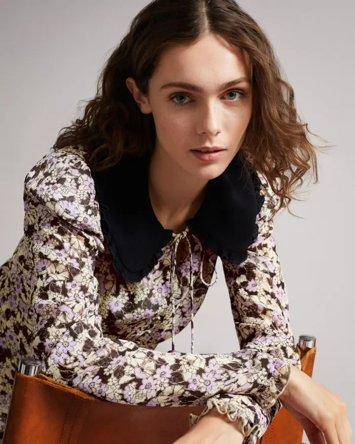 Button Front Mini Dress Dark Brown Women Ted Baker Dresses Button Front Mini Dress Dark Brown Women Ted Baker Dresses