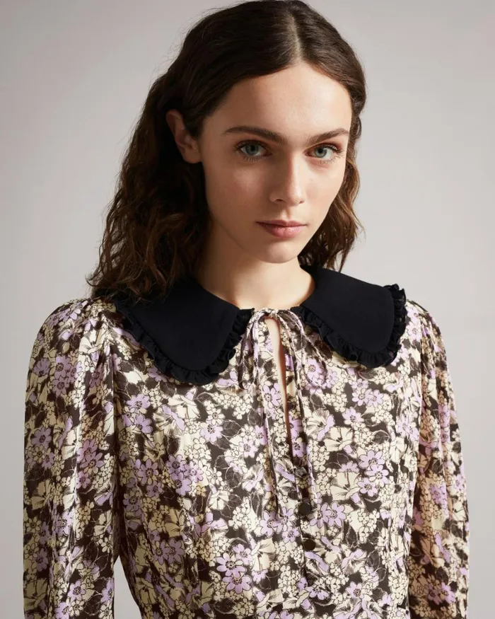 Button Front Mini Dress Dark Brown Women Ted Baker Dresses Button Front Mini Dress Dark Brown Women Ted Baker Dresses