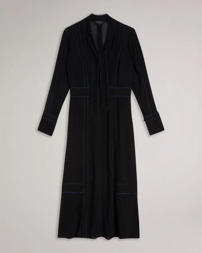 Button Through Midi Shirt Dress Black Women Ted Baker Clothing