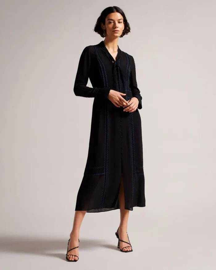 Button Through Midi Shirt Dress Black Women Ted Baker Clothing Button Through Midi Shirt Dress Black Women Ted Baker Clothing