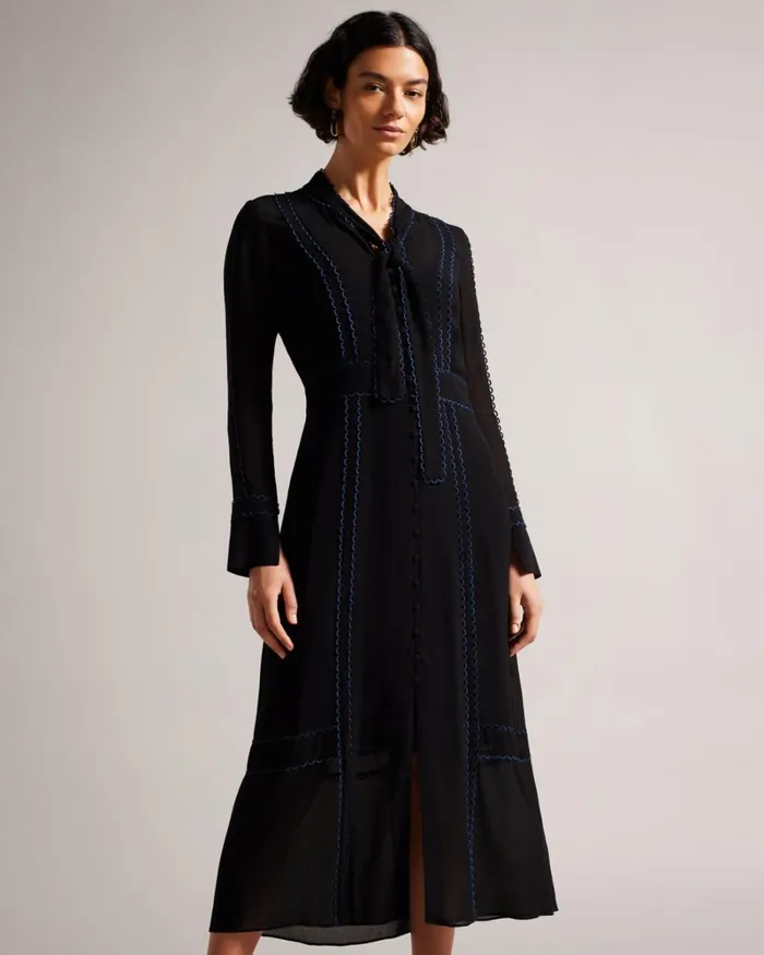 Button Through Midi Shirt Dress Black Women Ted Baker Clothing Button Through Midi Shirt Dress Black Women Ted Baker Clothing
