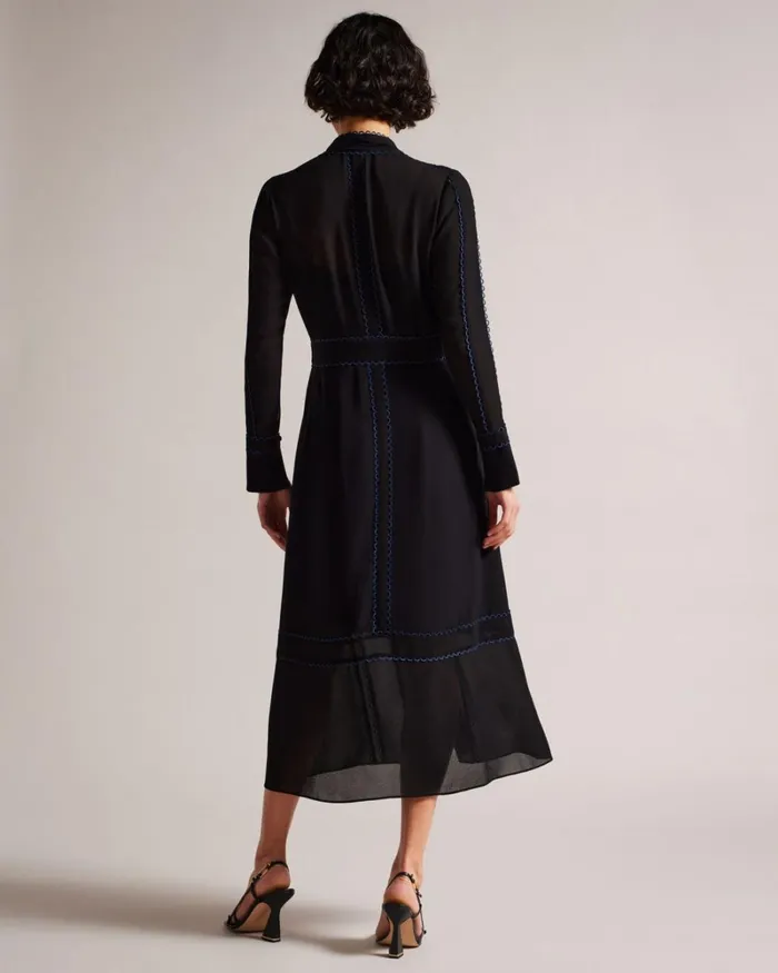 Button Through Midi Shirt Dress Black Women Ted Baker Clothing Button Through Midi Shirt Dress Black Women Ted Baker Clothing