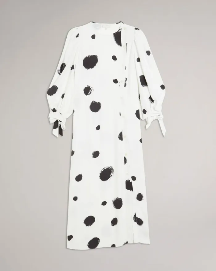 Button Up Midi Dress With Tie Cuffs White Women Ted Baker Dresses
