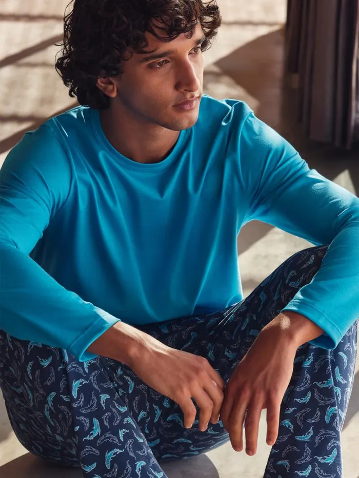 CALIDA Pyjama Pants Pants Danube Blue 8211 Men