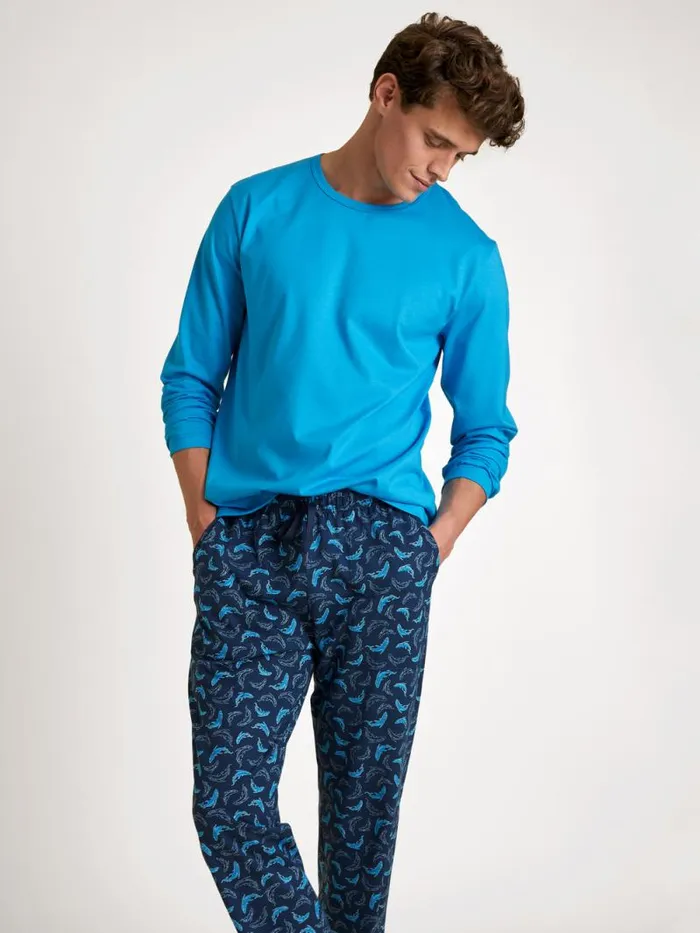 CALIDA Pyjama Pants Pants Danube Blue 8211 Men