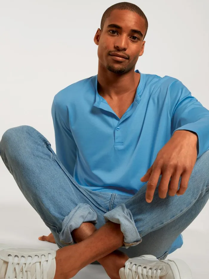 CALIDA Pyjama Tops Shirt Longsleeve Azurit Blue 8211 Men