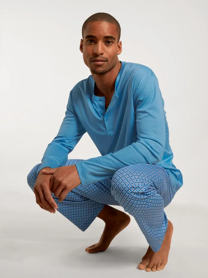 CALIDA Pyjama Tops Shirt Longsleeve Azurit Blue 8211 Men