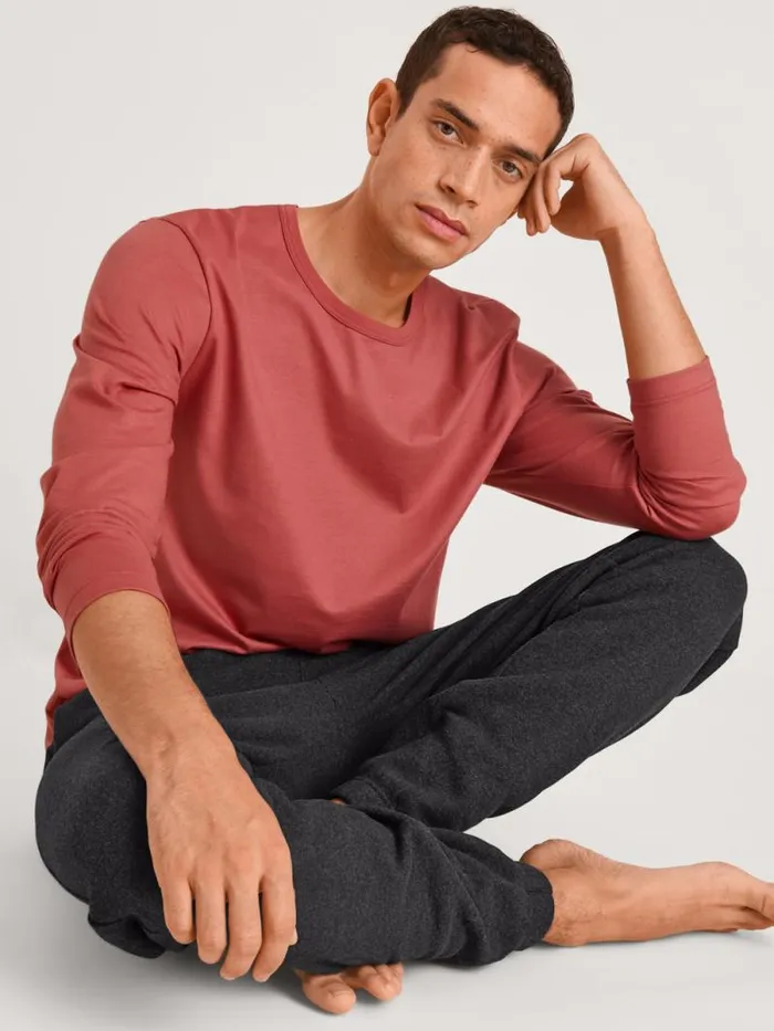 CALIDA Pyjama Tops Shirt Long Sleeve Mineral Red 8211 Men