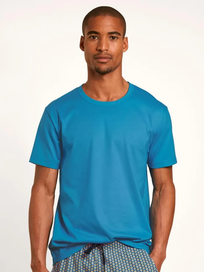 CALIDA Pyjama Tops Shirt Short Sleeve Malibu Blue 8211 Men