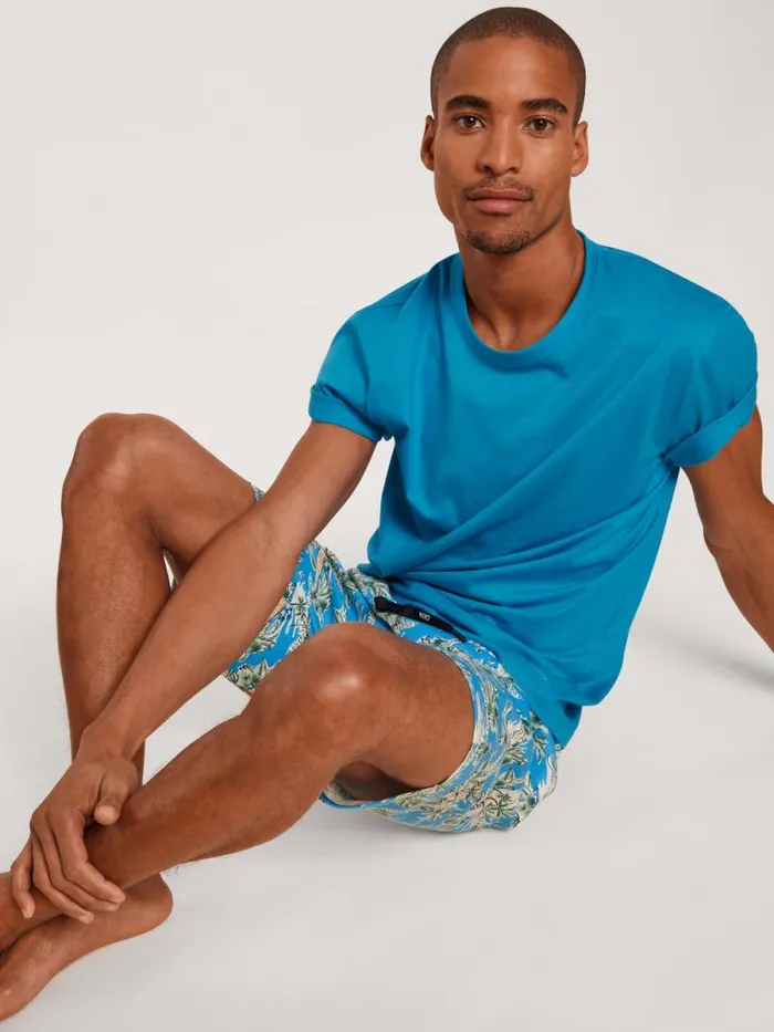 CALIDA Pyjama Tops Shirt Short Sleeve Malibu Blue 8211 Men