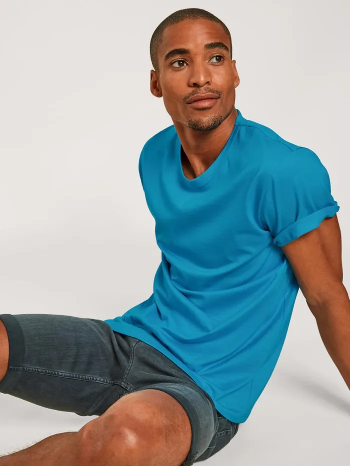 CALIDA Pyjama Tops Shirt Short Sleeve Malibu Blue 8211 Men