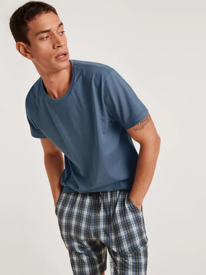 CALIDA Pyjama Tops Shirt Short Sleeve Vintage Indigo 8211 Men
