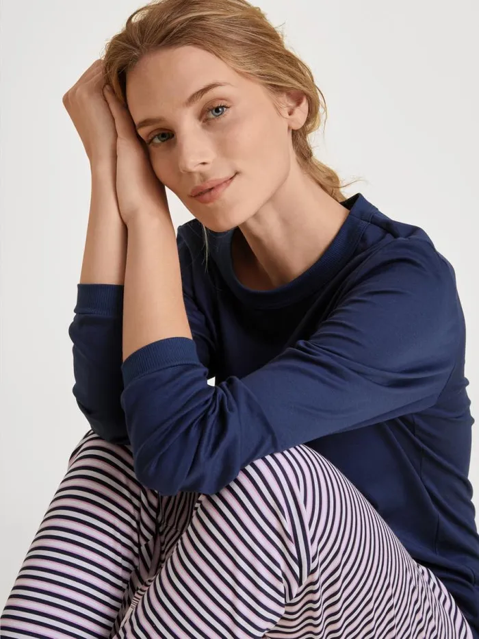 CALIDA Pyjamas Cuffed Pyjamas Dark Blue 8211 Women