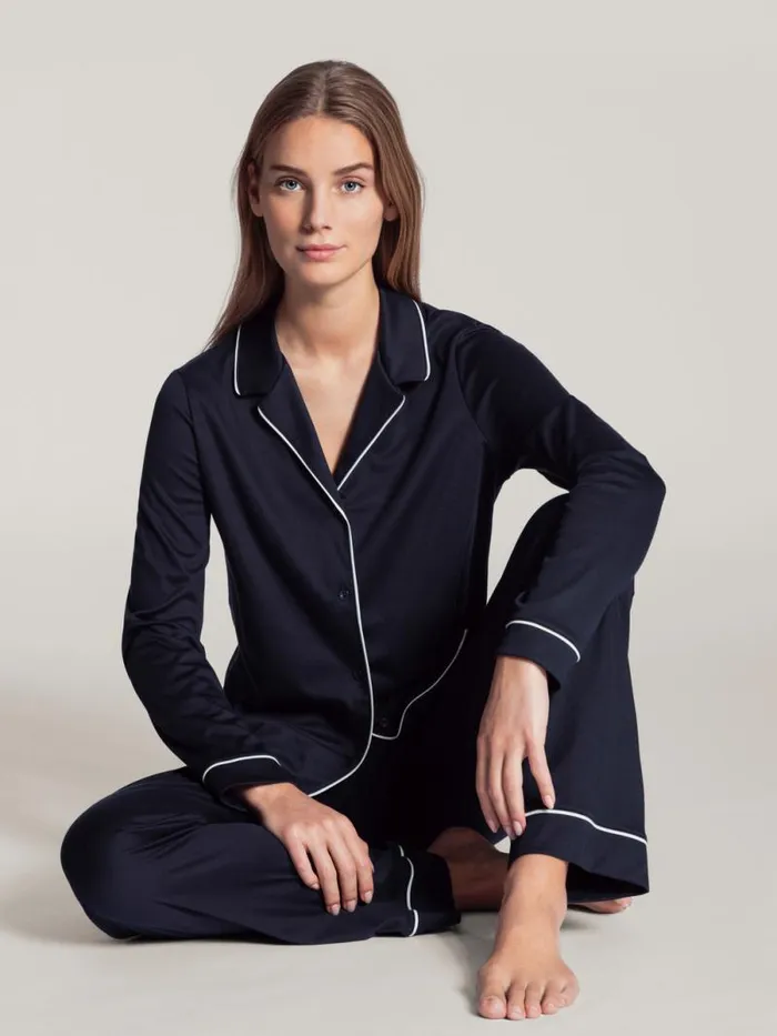 CALIDA Pyjamas Pyjama Buttoned Dark Lapis Blue 8211 Women