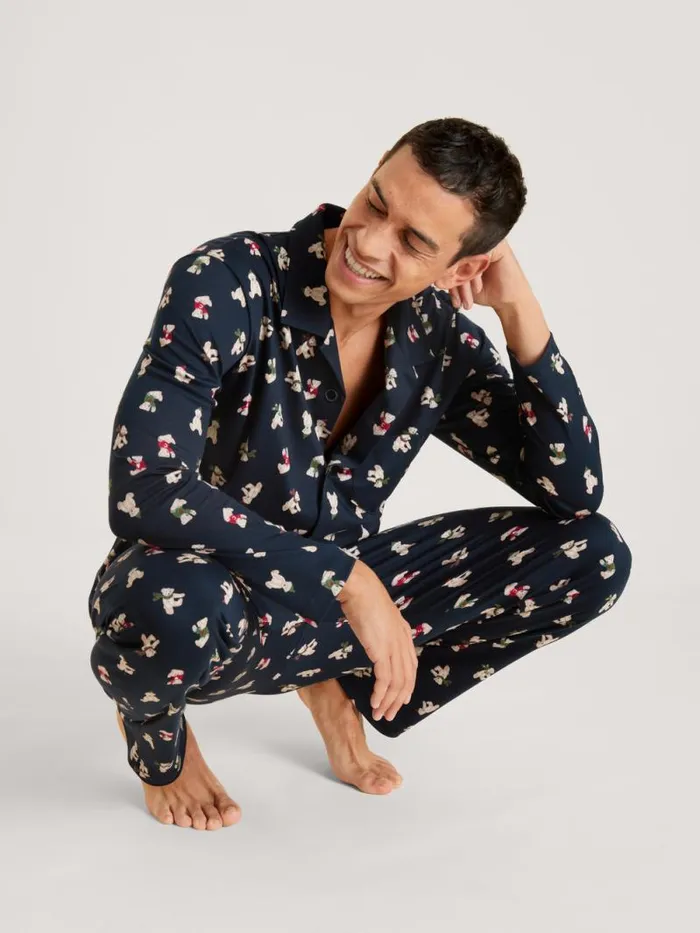 CALIDA Pyjamas Pyjama Buttoned Dark Sapphire 8211 Men