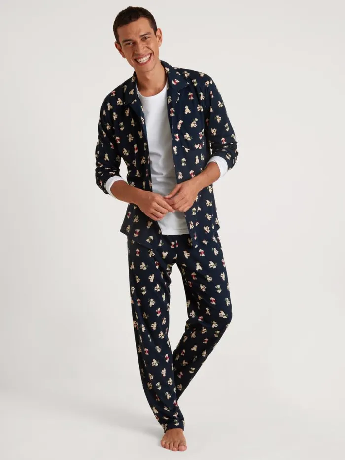 CALIDA Pyjamas Pyjama Buttoned Dark Sapphire 8211 Men
