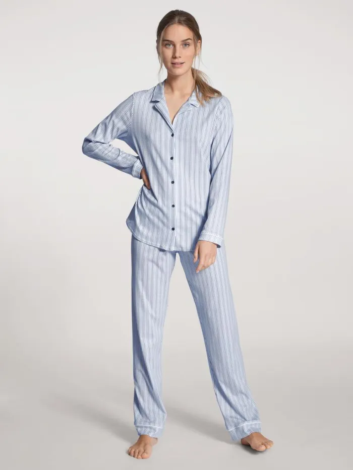 CALIDA Pyjamas Pyjama Buttoned Peacoat Blue 8211 Women