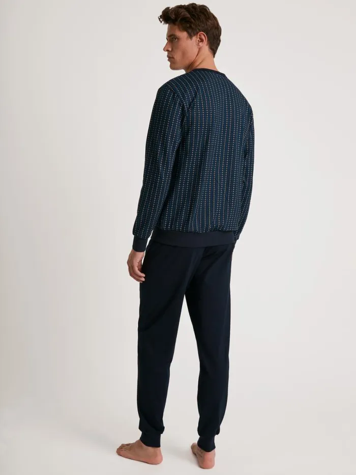 CALIDA Pyjamas Pyjama With Cuff Danube Blue 8211 Men