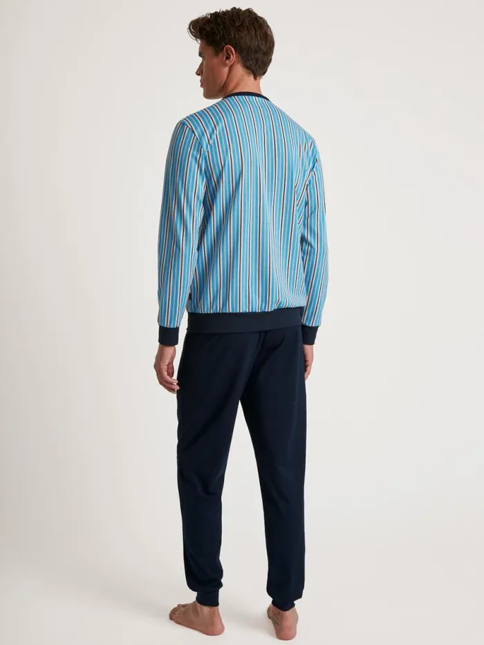 CALIDA Pyjamas Pyjama With Cuff Dolphin Blue 8211 Men