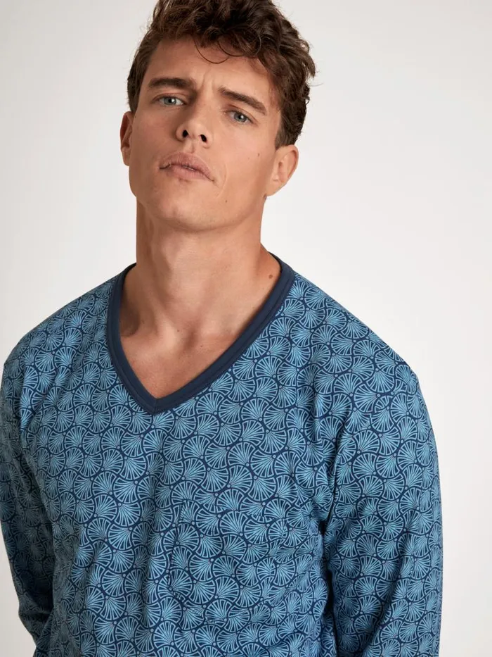 CALIDA Pyjamas Pyjama With Cuff Insignia Blue 8211 Men