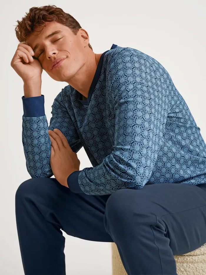CALIDA Pyjamas Pyjama With Cuff Insignia Blue 8211 Men