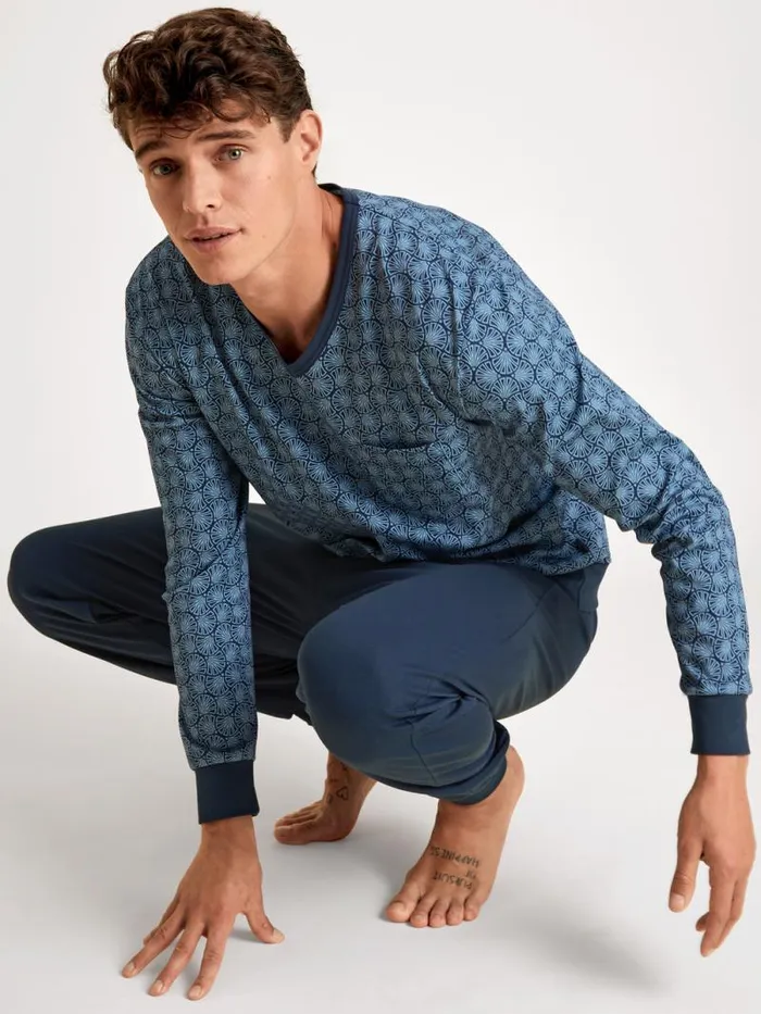 CALIDA Pyjamas Pyjama With Cuff Insignia Blue 8211 Men