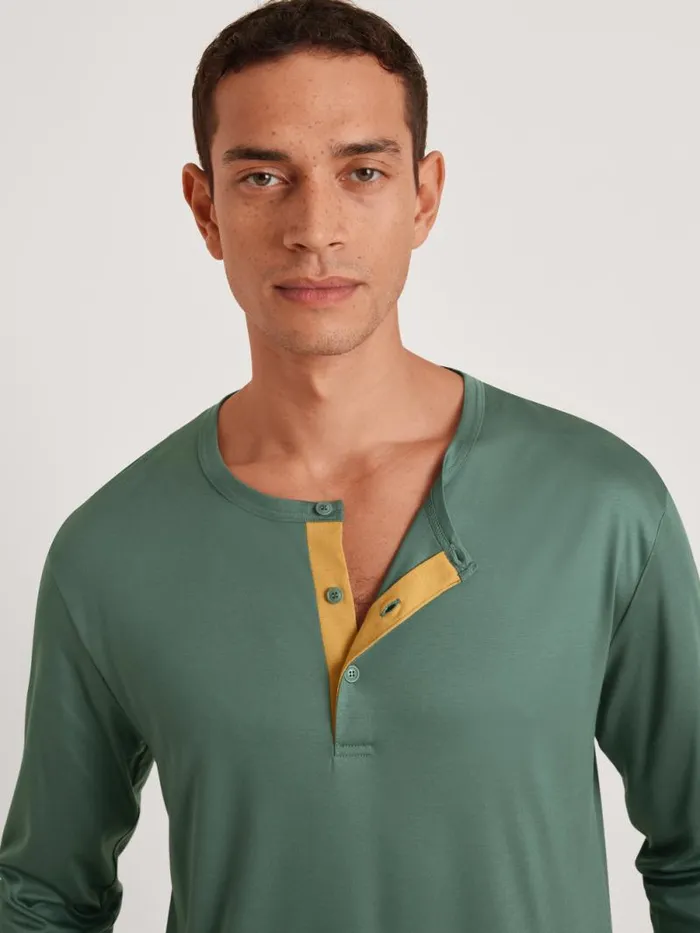 CALIDA Shirts Long Sleeve Shirt Cradle To Cradle Certified Dark Glen 8211 Men