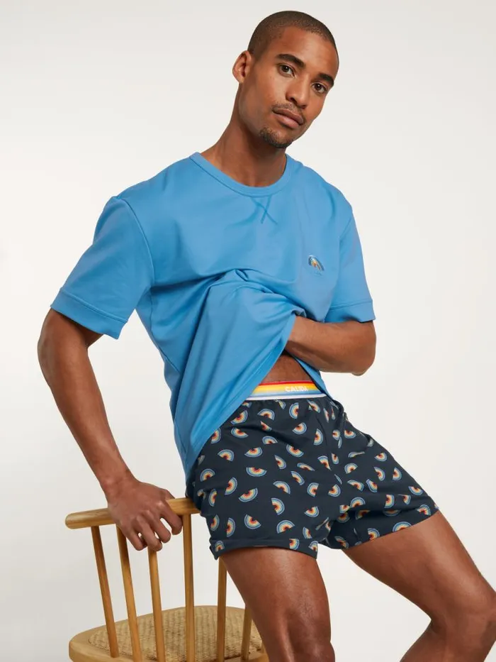 CALIDA Shirts Shirt Short Sleeve Azurit Blue 8211 Men