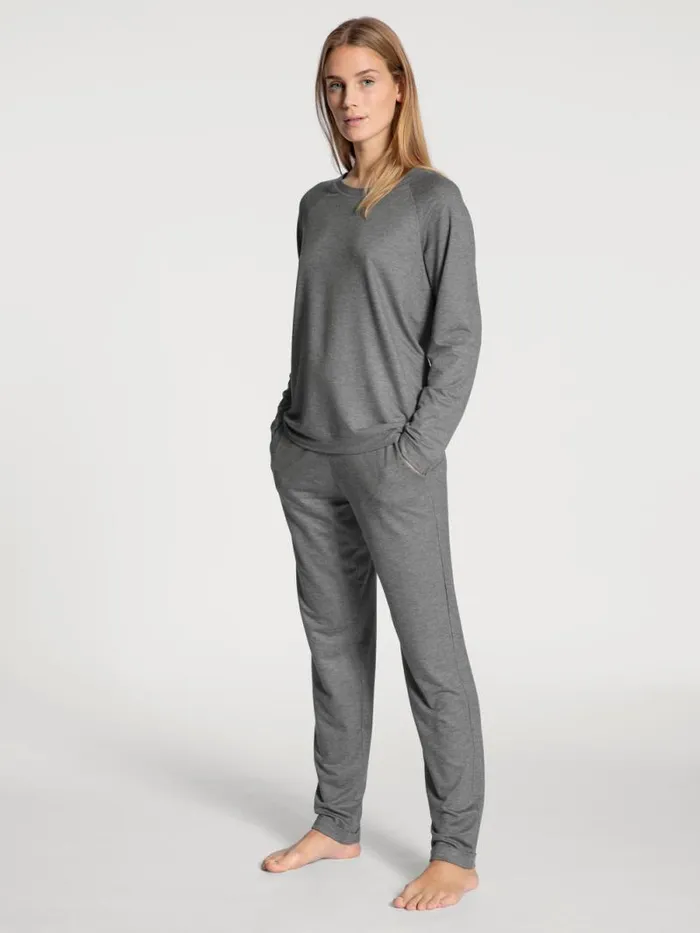 CALIDA Show All Shirt Long Sleeve French Terry Urban Grey Mele 8211 Women
