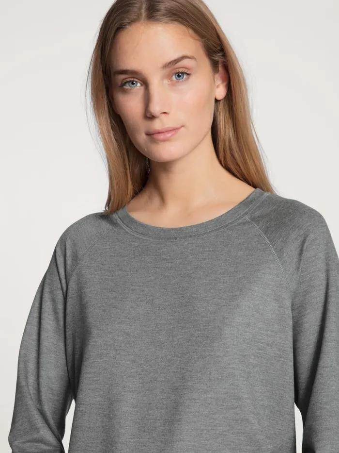 CALIDA Show All Shirt Long Sleeve French Terry Urban Grey Mele 8211 Women