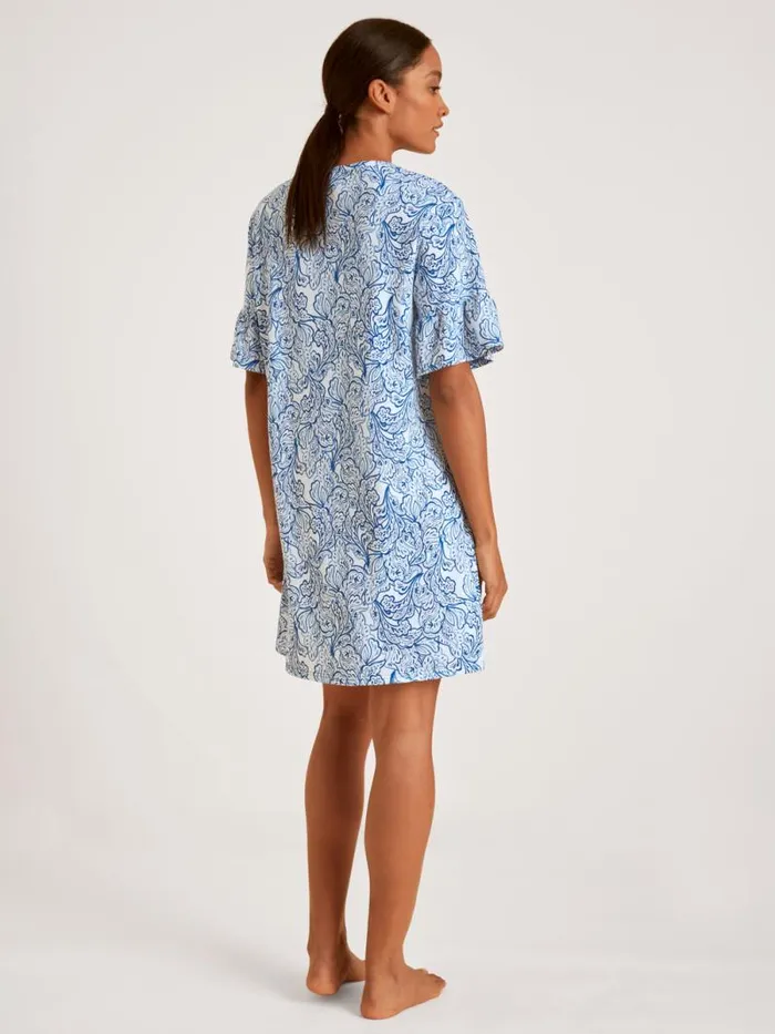 CALIDA Show All Short Sleeve Nightdress Length 90cm Sodalite Blue 8211 Women CALIDA Show All Short Sleeve Nightdress Length 90cm Sodalite Blue 8211 Women