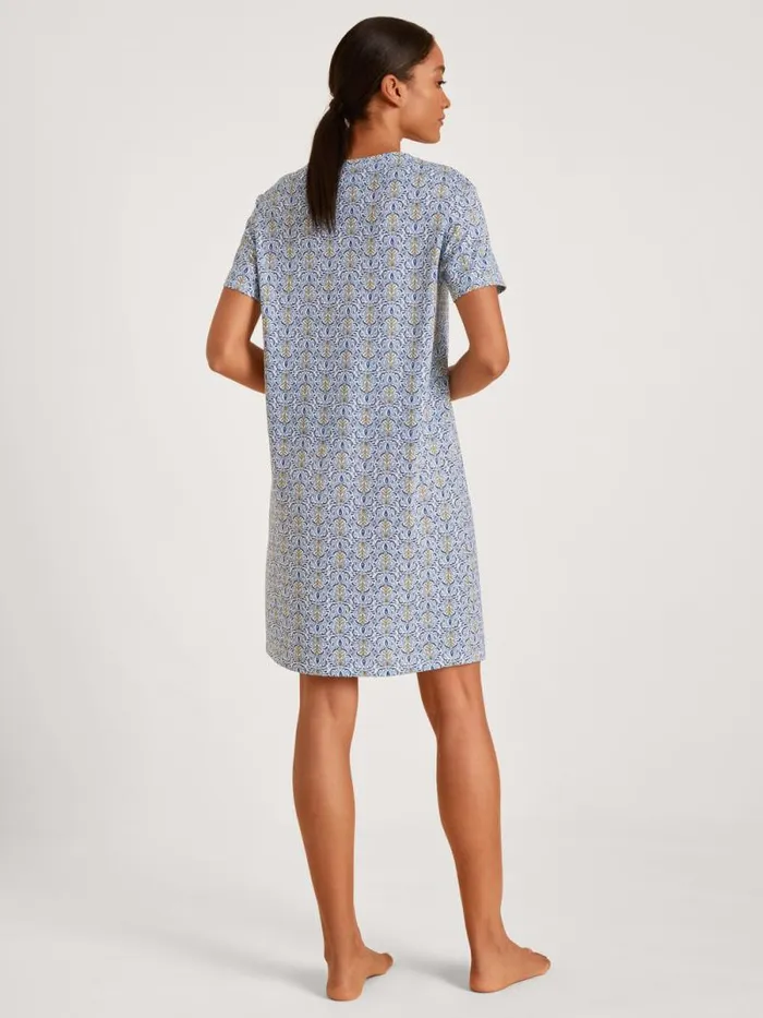 CALIDA Show All Short Sleeve Nightdress Length 95cm Placid Blue 8211 Women CALIDA Show All Short Sleeve Nightdress Length 95cm Placid Blue 8211 Women