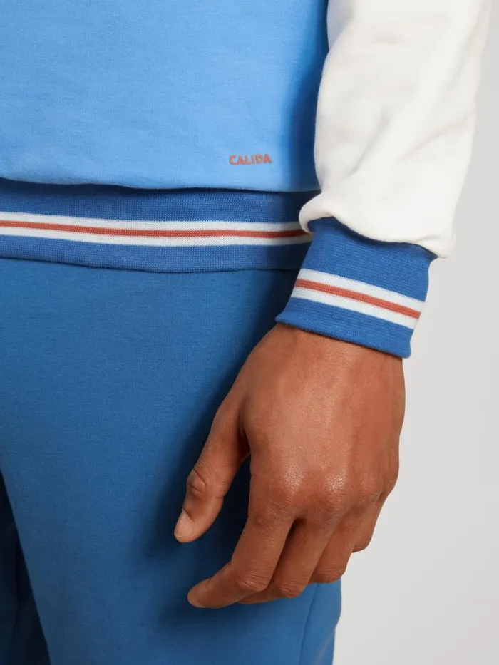 CALIDA Sweatshirts and Jackets Sweater Longsleeve Indian Blue 8211 Men