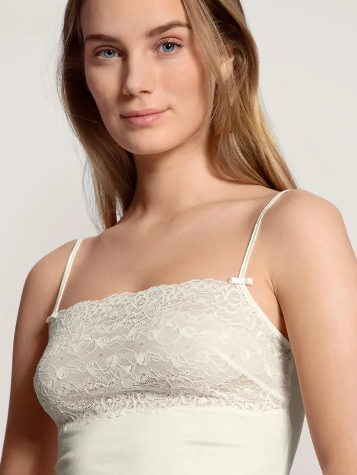 CALIDA Tops Spaghetti Strap Top With Lace Alabaster Crme 8211 Women