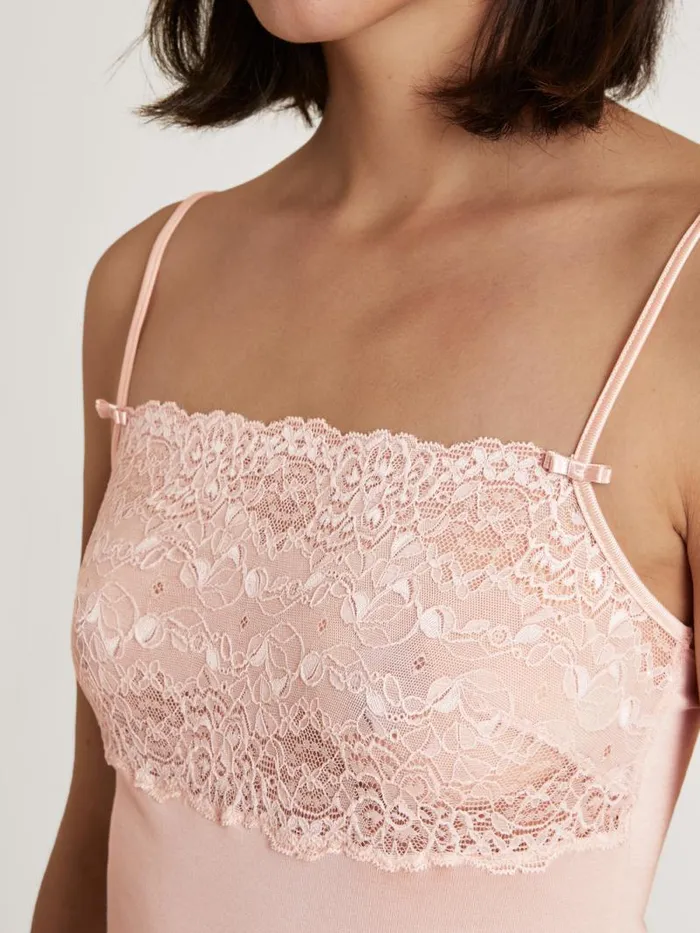 CALIDA Tops Spaghetti Strap Top With Lace Lace Parfait Pink 8211 Women