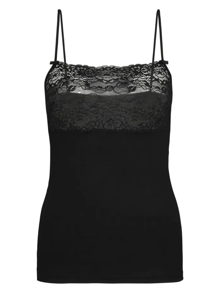 CALIDA Tops Spaghetti Strap Top With Lace Schwarz 8211 Women