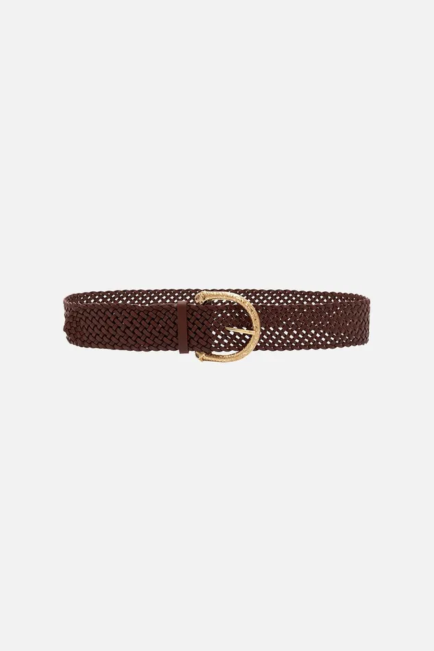 Camilla Belts Braided Leopard Buckle Belt Tan 8211 Accessories