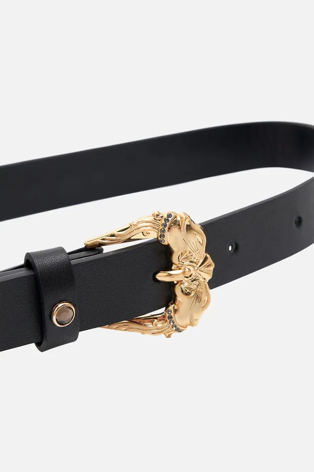 Camilla Belts Skinny Buckle Belt Solid Black 8211 Accessories