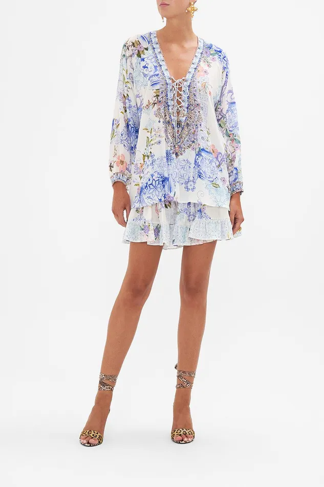 Camilla Blouses and Shirts Lace Up Blouse Paint Me Positano 8211 Womens
