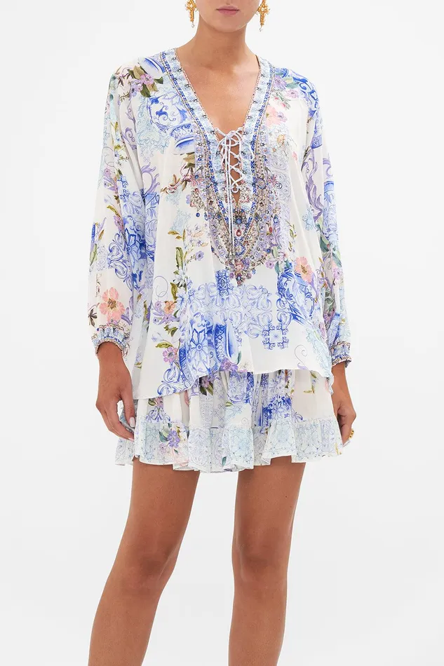 Camilla Blouses and Shirts Lace Up Blouse Paint Me Positano 8211 Womens Camilla Blouses and Shirts Lace Up Blouse Paint Me Positano 8211 Womens