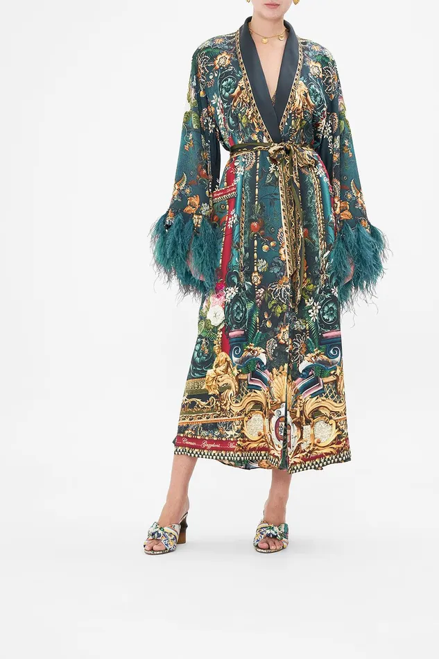 Camilla Kimonos Long Robe With Flared Sleeve Verdis World 8211 Womens