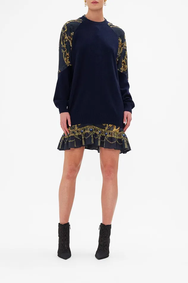 Camilla Knitwear Silk Spliced Shoulder Jumper Moonlight Melodies 8211 Womens