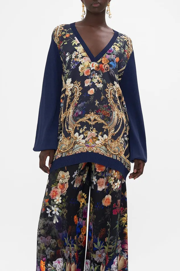 Camilla Knitwear V Neck Silk Front Jumper Play Your Cards Right 8211 Womens Camilla Knitwear V Neck Silk Front Jumper Play Your Cards Right 8211 Womens