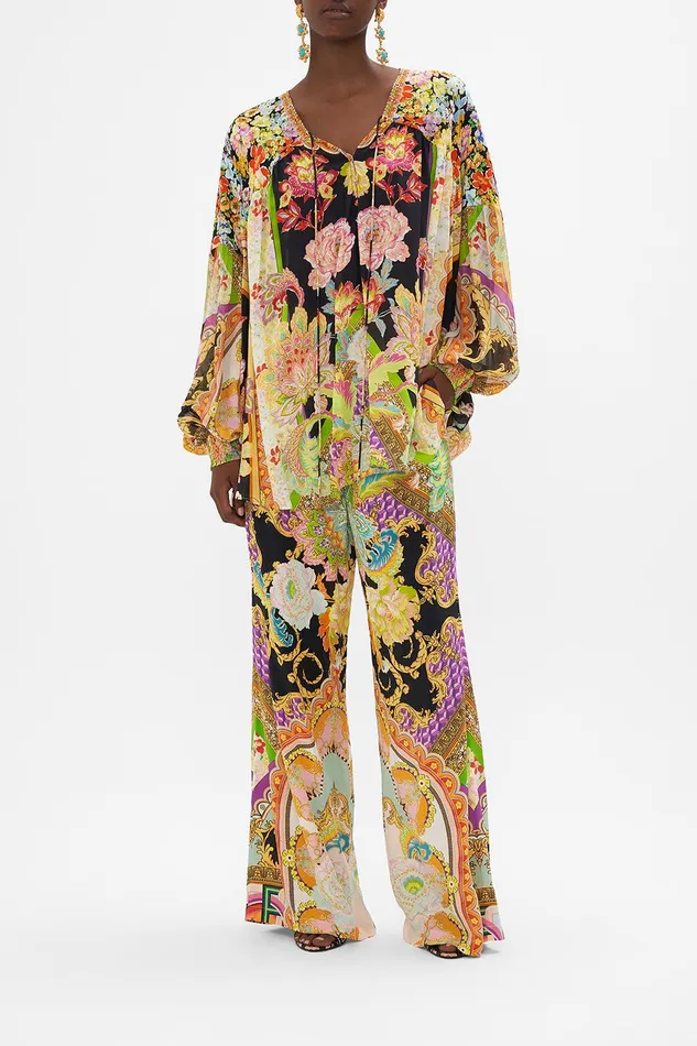 Camilla Long Sleeve Tops Blouson Blouse With Neck Tie Sundowners In Sicily 8211 Womens Camilla Long Sleeve Tops Blouson Blouse With Neck Tie Sundowners In Sicily 8211 Womens